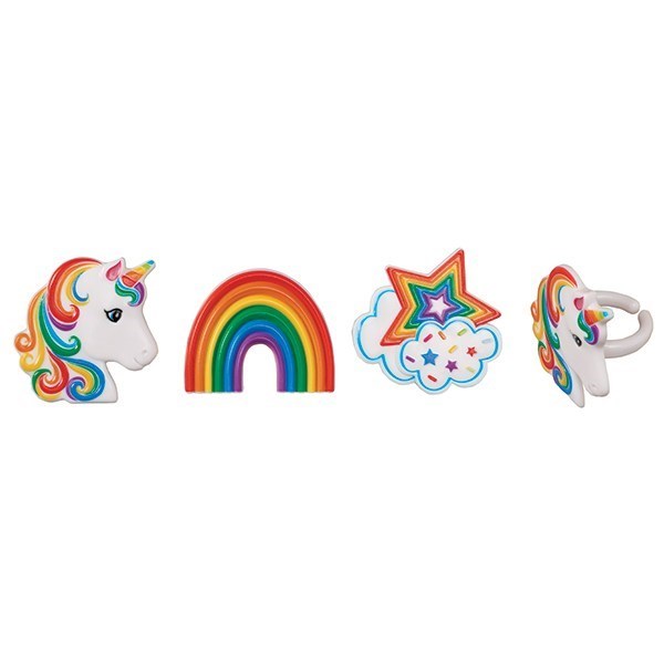 Rainbow & Unicorn Cake Cupcake Decorating Rings - 40mm - 3 Designs. 1 of Each Design Included.