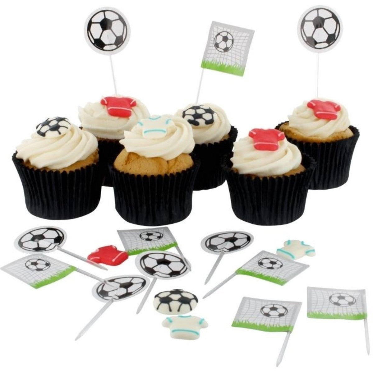 Football Decorative Cupcake Cake Pics. 24 Pack.