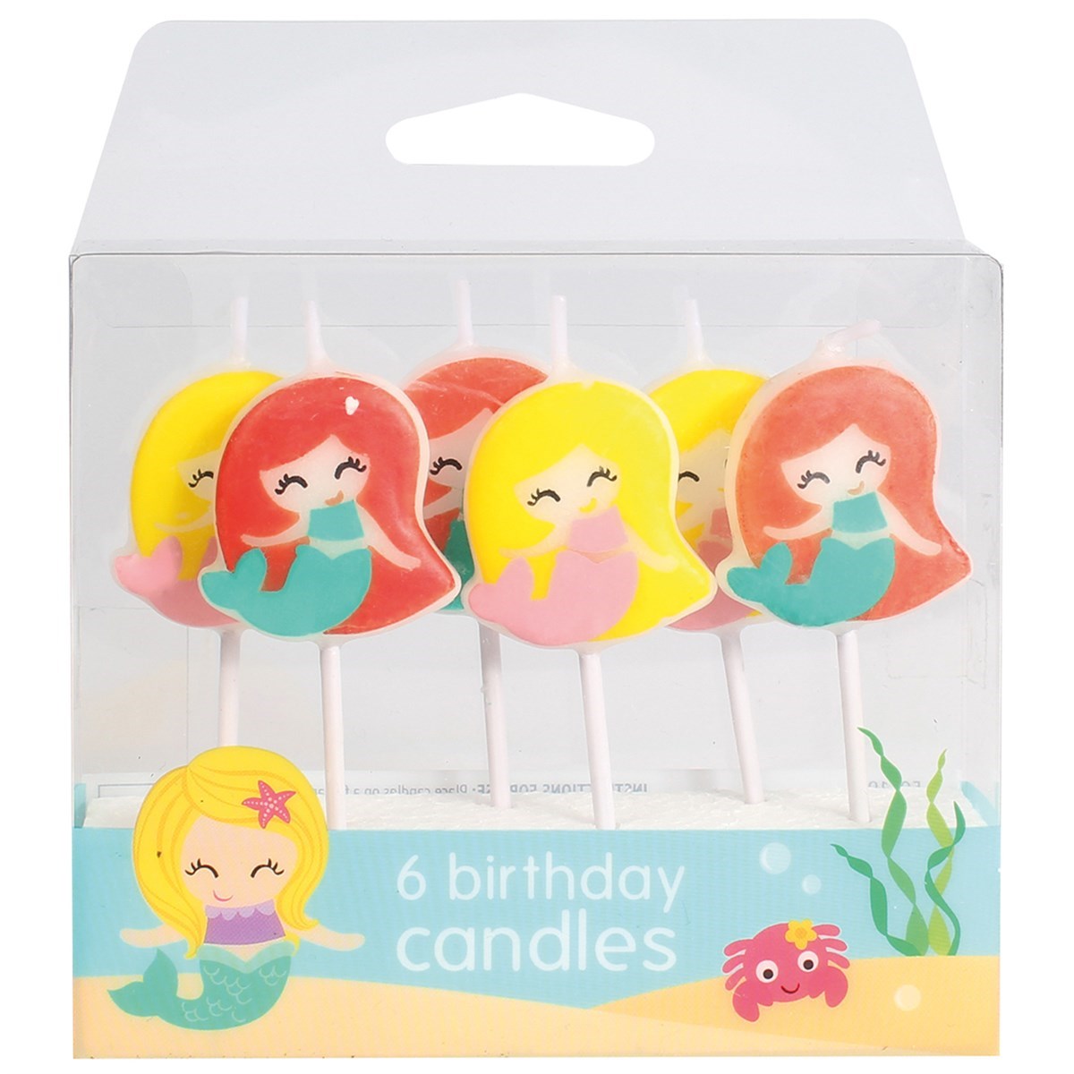 Mermaid Cake Cupcake Candles - 6 Pack