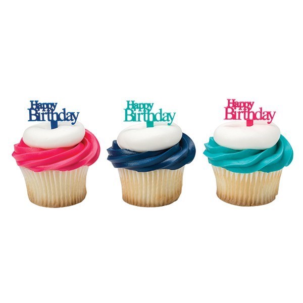 45mm Happy Birthday Cake Cupcake Pick Pic