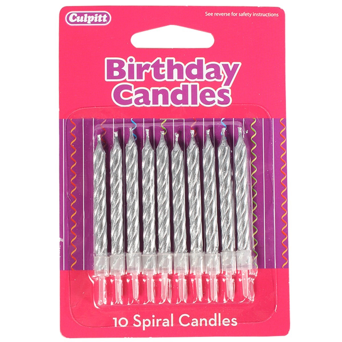 Silver Spiral Cake Cupcake Candle - 10 pack