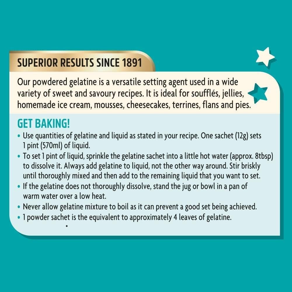 Gelatine Gelatin Sachet Baking Jelly Mousse Dr. Oetker 3 x 12g