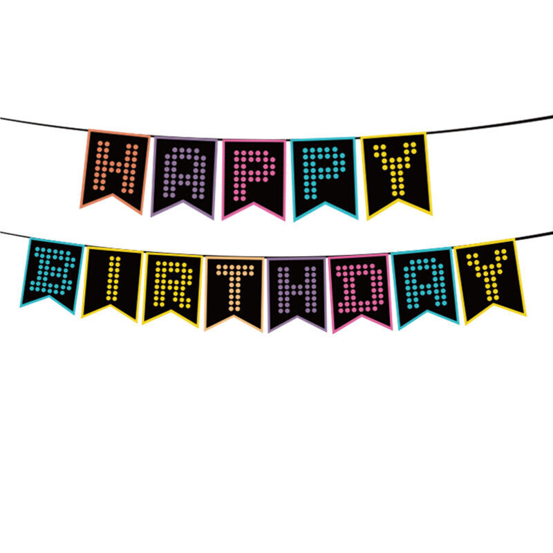 HAPPY BIRTHDAY RETRO BANNER BUNTING LETTER HANGING PARTY DECORATION GARLAND