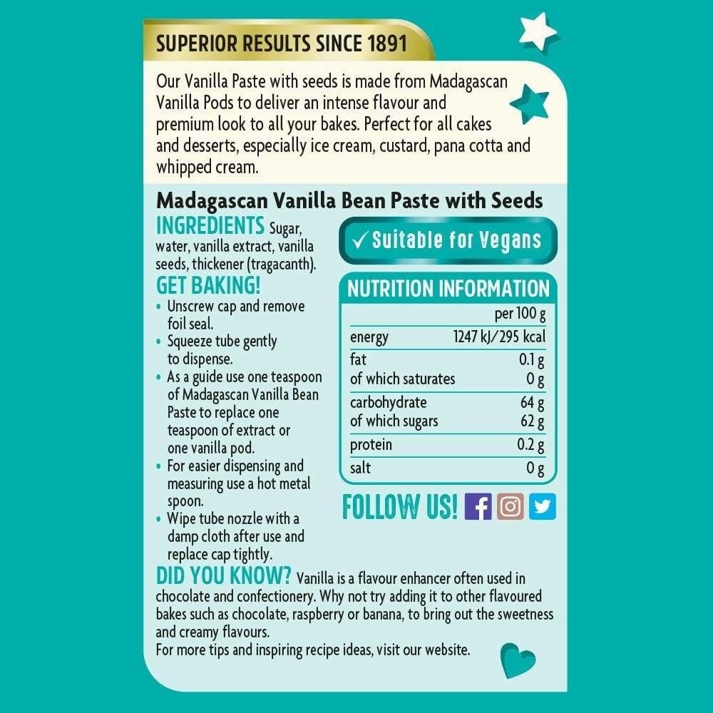 Vanilla Pod Essence Madagascan Substitute Bean Paste Seeds Baking Dr Oetker 100g