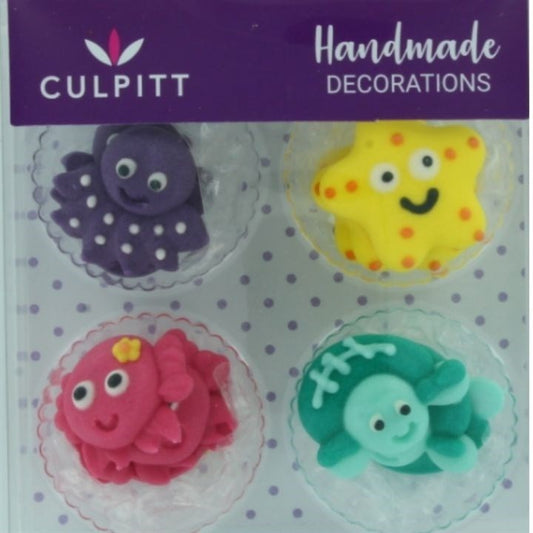 Under The Sea Sugar Decorations Pipings - Pack of 12