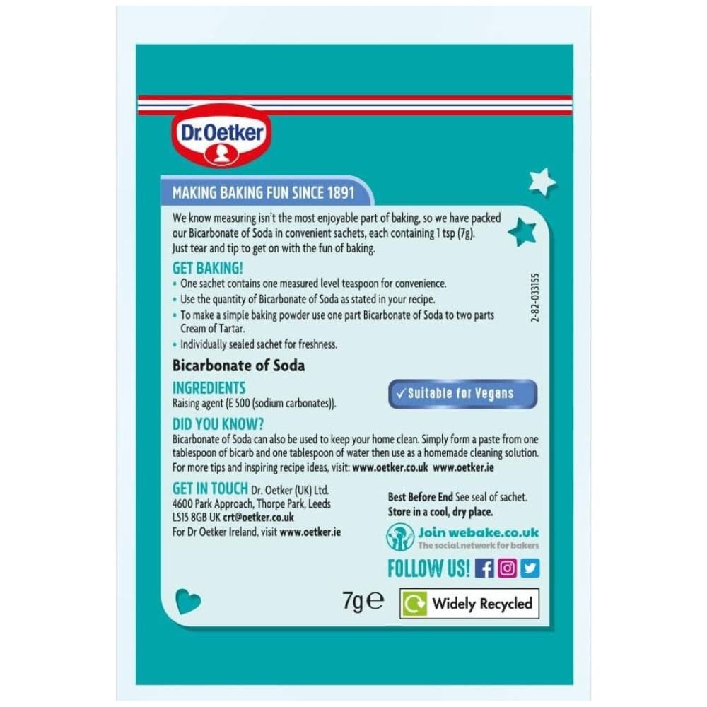 Bicarbonate Of Soda Sachet Baking Cakes Raising Rising Agent Dr. Oetker 7g x 6