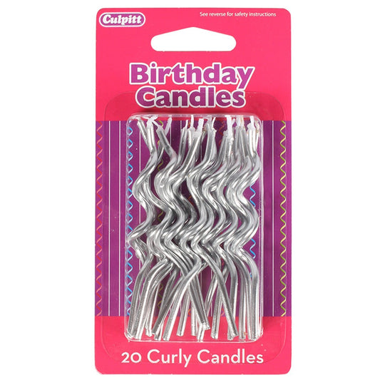 Silver Curly Cake Cupcake Candles