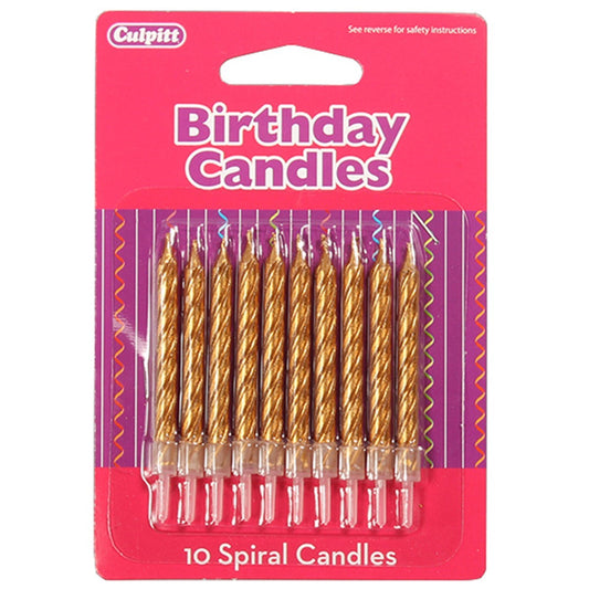 Gold Spiral Cake Cupcake Candle - 10 pack
