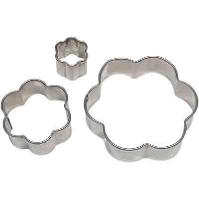 PME STAINLESS STEEL Cake Cupcake CUTTERS - STAINLESS STEEL FLOWER SET OF 3