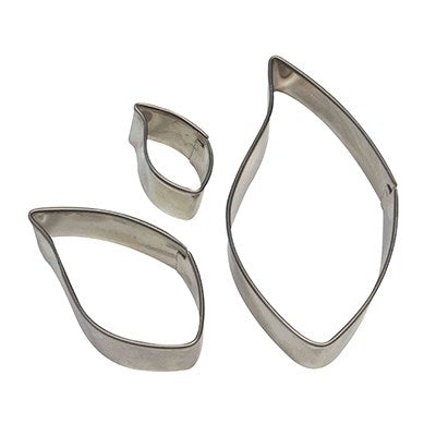 PME STAINLESS STEEL Cake Cupcake CUTTERS - LEAF SET OF 3
