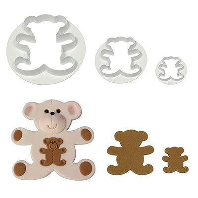 Teddy Bear Plastic Cake Cupcake Fondant Cutters Set of 3