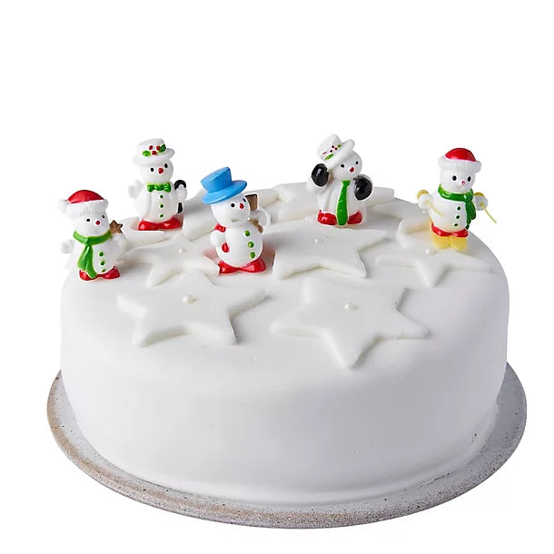 Vintage Christmas Cake 6pc Decorating Topper Set Including Motto, Snowman, Santa, Reindeer, Robin, Christmas Tree. Also perfect for Festive Treats, Cupcakes and Yule Log