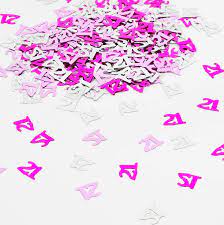 Pink and Silver Birthday Table confetti 18th, 21st, 30th, 40th, 50th, 60th, 70th