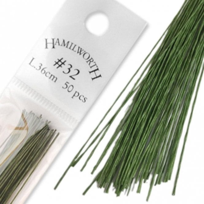 Hamilworth Dark Green - Sugar Florist & Cake Decorating Florist Wire - Paper Covered - Choose your Size