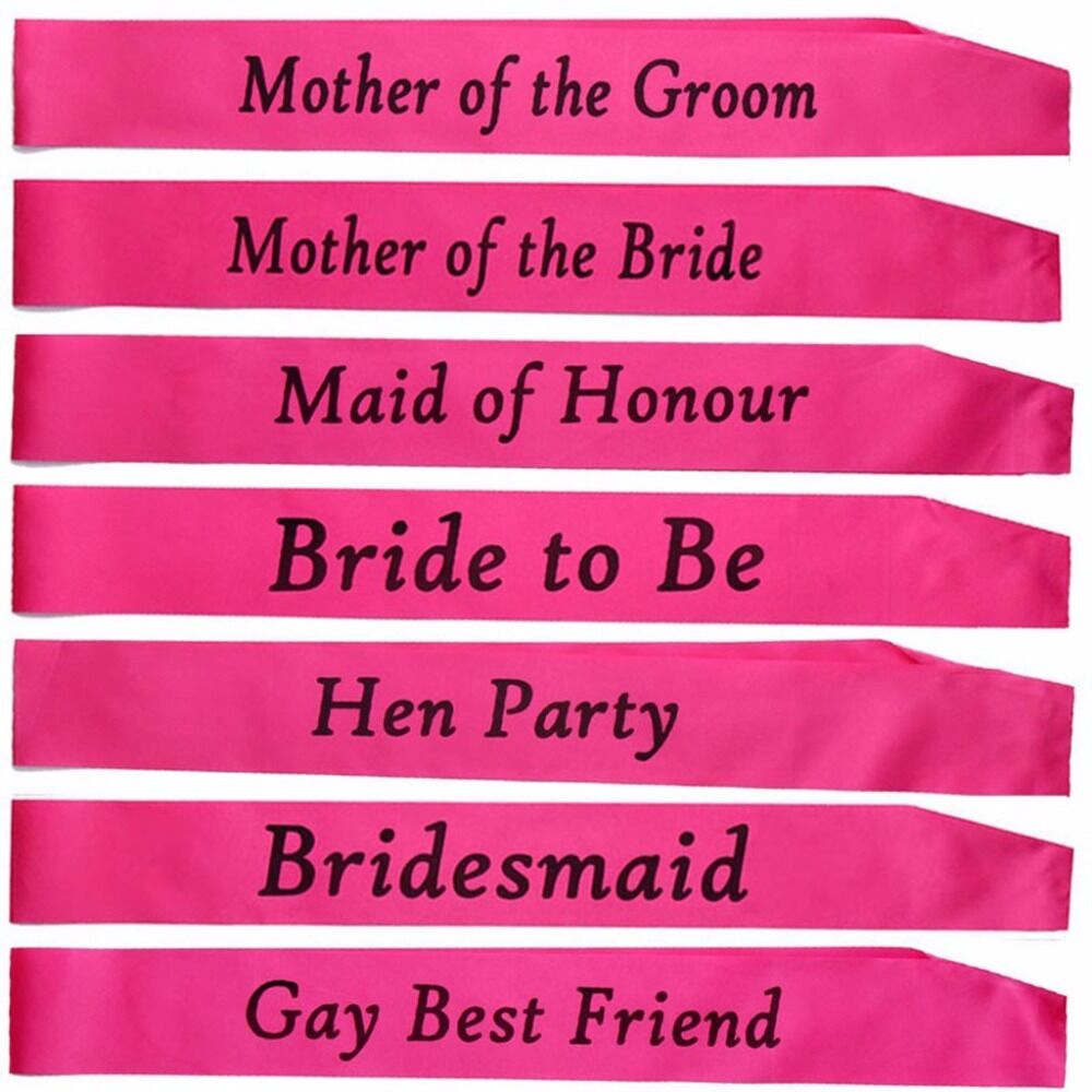 Pink Hen Party Sash Bridesmaid Mother Best friend Party accessories Night out