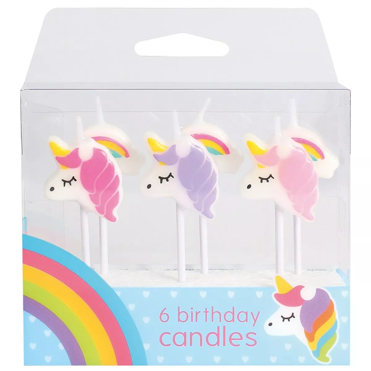 Unicorn and Rainbow Birthday Decorating Set 4pc. Cake Cupcake Cases Candles Pics Party Set Pack Decorations Banner.