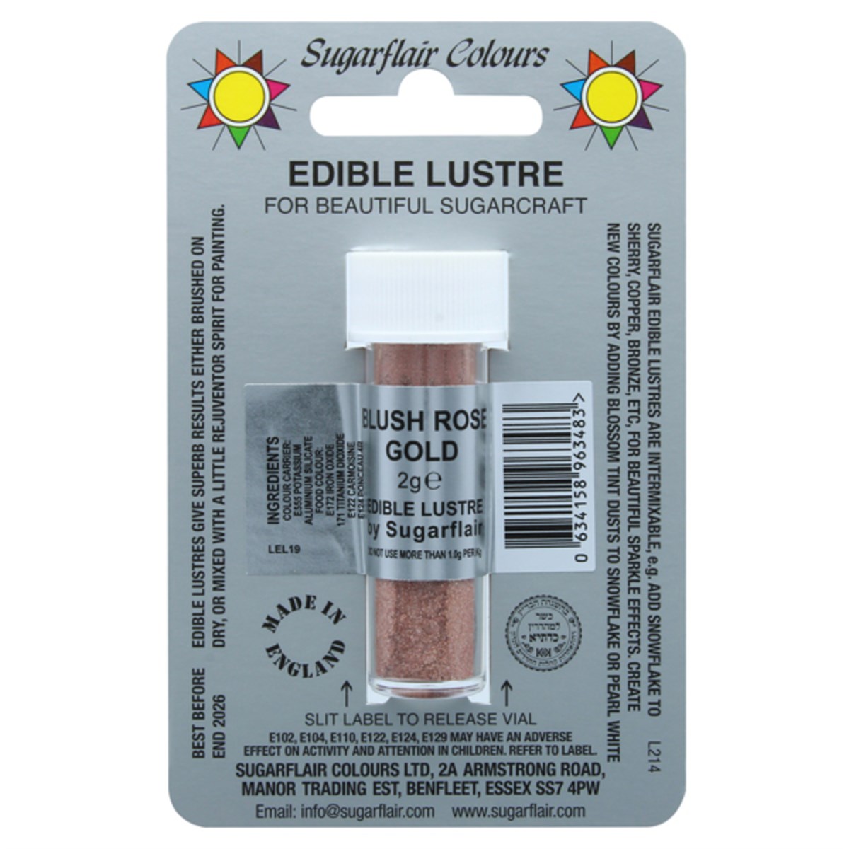 Sugarflair Edible Lustre 2g Cake Cupcake - Choose Your Colour